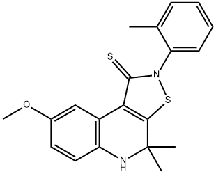 8-methoxy-4,4-dimethyl-2-(2-methylphenyl)-4,5-dihydroisothiazolo[5,4-c]quinoline-1(2H)-thione Struktur