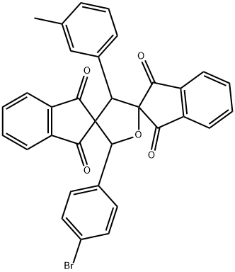 2'-(4-bromophenyl)-4'-(3-methylphenyl)-dispiro[bis[1H-indene-1,3(2H)-dione]-2,3':2'',5'-tetrahydrofuran] Struktur