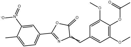 4-[(2-{3-nitro-4-methylphenyl}-5-oxo-1,3-oxazol-4(5H)-ylidene)methyl]-2,6-dimethoxyphenyl acetate Struktur