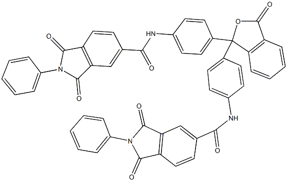 N-{4-[1-(4-{[(1,3-dioxo-2-phenyl-2,3-dihydro-1H-isoindol-5-yl)carbonyl]amino}phenyl)-3-oxo-1,3-dihydro-2-benzofuran-1-yl]phenyl}-1,3-dioxo-2-phenyl-5-isoindolinecarboxamide Struktur