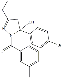 5-(4-bromophenyl)-3-ethyl-1-(3-methylbenzoyl)-4,5-dihydro-1H-pyrazol-5-ol Struktur