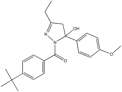 1-(4-tert-butylbenzoyl)-3-ethyl-5-(4-methoxyphenyl)-4,5-dihydro-1H-pyrazol-5-ol Struktur