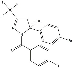 5-(4-bromophenyl)-1-[(4-iodophenyl)carbonyl]-3-(trifluoromethyl)-4,5-dihydro-1H-pyrazol-5-ol Struktur