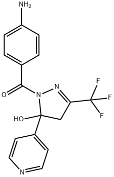 1-(4-aminobenzoyl)-5-(4-pyridinyl)-3-(trifluoromethyl)-4,5-dihydro-1H-pyrazol-5-ol Struktur