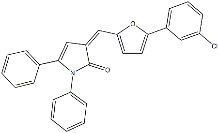 3-{[5-(3-chlorophenyl)-2-furyl]methylene}-1,5-diphenyl-1,3-dihydro-2H-pyrrol-2-one Struktur