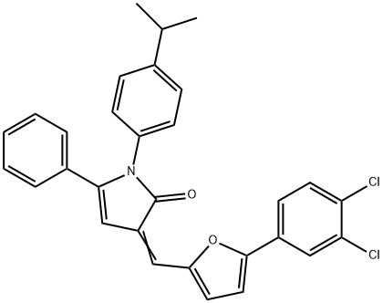 3-{[5-(3,4-dichlorophenyl)-2-furyl]methylene}-1-(4-isopropylphenyl)-5-phenyl-1,3-dihydro-2H-pyrrol-2-one Struktur