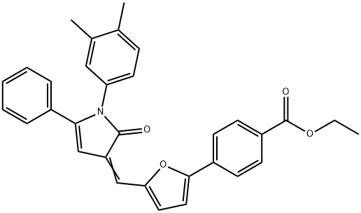 ethyl 4-(5-{[1-(3,4-dimethylphenyl)-2-oxo-5-phenyl-1,2-dihydro-3H-pyrrol-3-ylidene]methyl}-2-furyl)benzoate Struktur