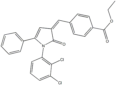 ethyl 4-{[1-(2,3-dichlorophenyl)-2-oxo-5-phenyl-1,2-dihydro-3H-pyrrol-3-ylidene]methyl}benzoate Struktur