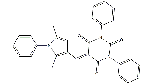 5-{[2,5-dimethyl-1-(4-methylphenyl)-1H-pyrrol-3-yl]methylene}-1,3-diphenyl-2,4,6(1H,3H,5H)-pyrimidinetrione Struktur