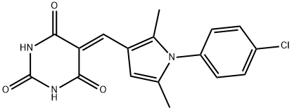 5-{[1-(4-chlorophenyl)-2,5-dimethyl-1H-pyrrol-3-yl]methylene}-2,4,6(1H,3H,5H)-pyrimidinetrione Struktur