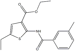 ethyl 5-ethyl-2-[(3-methylbenzoyl)amino]-3-thiophenecarboxylate Struktur