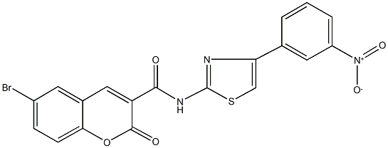 6-bromo-N-(4-{3-nitrophenyl}-1,3-thiazol-2-yl)-2-oxo-2H-chromene-3-carboxamide Struktur