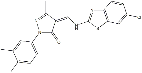 4-{[(6-chloro-1,3-benzothiazol-2-yl)amino]methylene}-2-(3,4-dimethylphenyl)-5-methyl-2,4-dihydro-3H-pyrazol-3-one Struktur