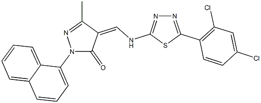 4-({[5-(2,4-dichlorophenyl)-1,3,4-thiadiazol-2-yl]amino}methylene)-5-methyl-2-(1-naphthyl)-2,4-dihydro-3H-pyrazol-3-one Struktur