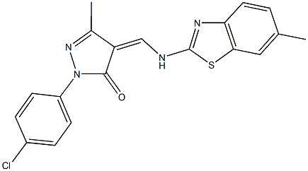 2-(4-chlorophenyl)-5-methyl-4-{[(6-methyl-1,3-benzothiazol-2-yl)amino]methylene}-2,4-dihydro-3H-pyrazol-3-one Struktur