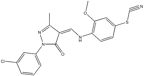 4-({[1-(3-chlorophenyl)-3-methyl-5-oxo-1,5-dihydro-4H-pyrazol-4-ylidene]methyl}amino)-3-methoxyphenyl thiocyanate Struktur