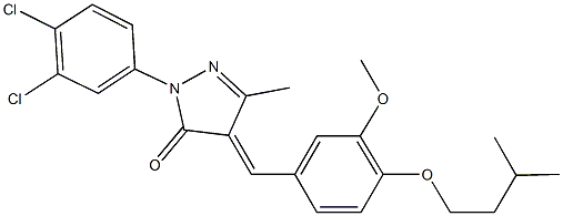 2-(3,4-dichlorophenyl)-4-[4-(isopentyloxy)-3-methoxybenzylidene]-5-methyl-2,4-dihydro-3H-pyrazol-3-one Struktur