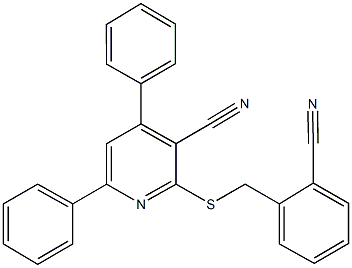 2-[(2-cyanobenzyl)sulfanyl]-4,6-diphenylnicotinonitrile Struktur