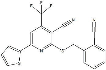 2-[(2-cyanobenzyl)sulfanyl]-6-thien-2-yl-4-(trifluoromethyl)nicotinonitrile Struktur