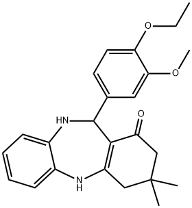 11-(4-ethoxy-3-methoxyphenyl)-3,3-dimethyl-2,3,4,5,10,11-hexahydro-1H-dibenzo[b,e][1,4]diazepin-1-one Struktur