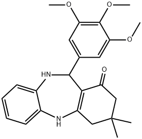 3,3-dimethyl-11-(3,4,5-trimethoxyphenyl)-2,3,4,5,10,11-hexahydro-1H-dibenzo[b,e][1,4]diazepin-1-one Struktur