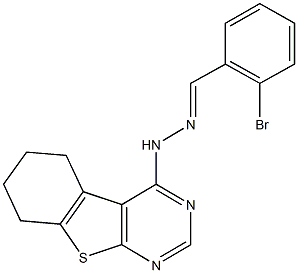 2-bromobenzaldehyde 5,6,7,8-tetrahydro[1]benzothieno[2,3-d]pyrimidin-4-ylhydrazone Struktur