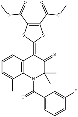 dimethyl 2-(1-(3-fluorobenzoyl)-2,2,8-trimethyl-3-thioxo-2,3-dihydro-4(1H)-quinolinylidene)-1,3-dithiole-4,5-dicarboxylate Struktur