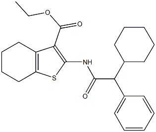 ethyl 2-{[cyclohexyl(phenyl)acetyl]amino}-4,5,6,7-tetrahydro-1-benzothiophene-3-carboxylate Struktur