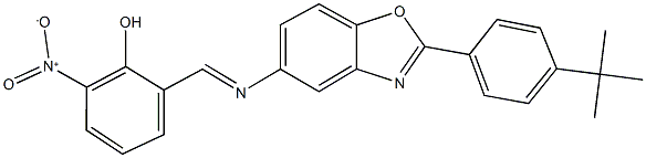 2-({[2-(4-tert-butylphenyl)-1,3-benzoxazol-5-yl]imino}methyl)-6-nitrophenol Struktur