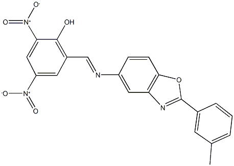 2,4-bisnitro-6-({[2-(3-methylphenyl)-1,3-benzoxazol-5-yl]imino}methyl)phenol Struktur