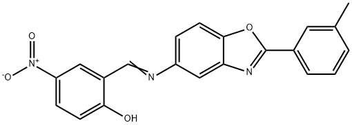 4-nitro-2-({[2-(3-methylphenyl)-1,3-benzoxazol-5-yl]imino}methyl)phenol Struktur