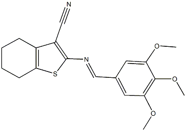 2-[(3,4,5-trimethoxybenzylidene)amino]-4,5,6,7-tetrahydro-1-benzothiophene-3-carbonitrile Struktur