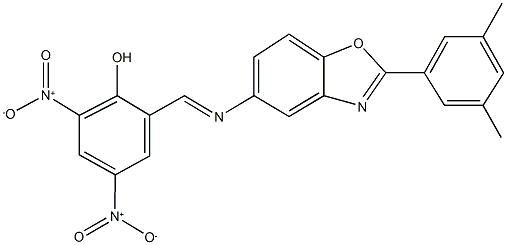 2-({[2-(3,5-dimethylphenyl)-1,3-benzoxazol-5-yl]imino}methyl)-4,6-bisnitrophenol Struktur