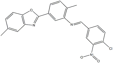 2-[3-({4-chloro-3-nitrobenzylidene}amino)-4-methylphenyl]-5-methyl-1,3-benzoxazole Struktur