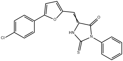 5-{[5-(4-chlorophenyl)-2-furyl]methylene}-3-phenyl-2-thioxo-4-imidazolidinone Struktur