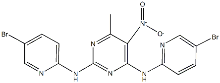 2,4-bis[(5-bromo-2-pyridinyl)amino]-5-nitro-6-methylpyrimidine Struktur