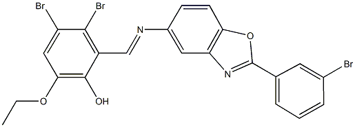 3,4-dibromo-2-({[2-(3-bromophenyl)-1,3-benzoxazol-5-yl]imino}methyl)-6-ethoxyphenol Struktur