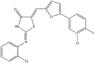 5-{[5-(3-chloro-4-methylphenyl)-2-furyl]methylene}-2-[(2-chlorophenyl)imino]-1,3-thiazolidin-4-one Struktur