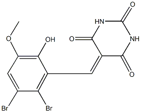 5-(2,3-dibromo-6-hydroxy-5-methoxybenzylidene)-2,4,6(1H,3H,5H)-pyrimidinetrione Struktur