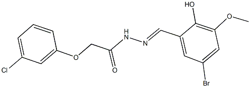 N'-(5-bromo-2-hydroxy-3-methoxybenzylidene)-2-(3-chlorophenoxy)acetohydrazide Struktur