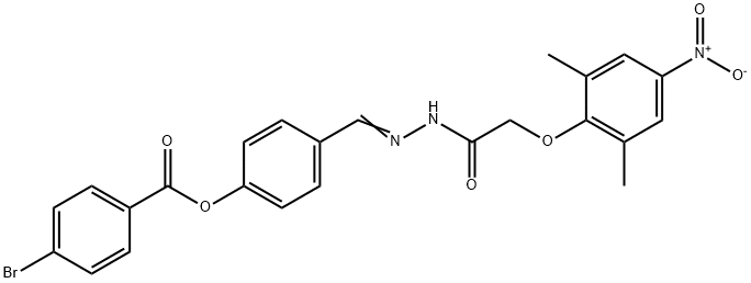 4-[2-({4-nitro-2,6-dimethylphenoxy}acetyl)carbohydrazonoyl]phenyl 4-bromobenzoate Struktur