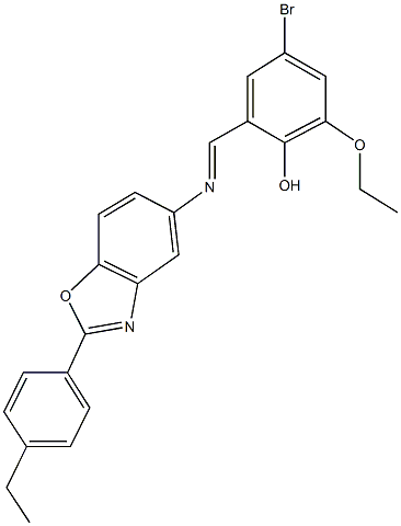 4-bromo-2-ethoxy-6-({[2-(4-ethylphenyl)-1,3-benzoxazol-5-yl]imino}methyl)phenol Struktur