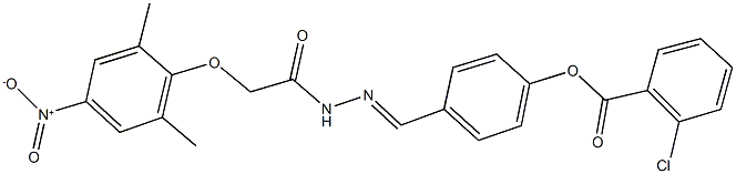 4-[2-({4-nitro-2,6-dimethylphenoxy}acetyl)carbohydrazonoyl]phenyl 2-chlorobenzoate Struktur