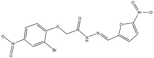 2-{2-bromo-4-nitrophenoxy}-N'-({5-nitro-2-furyl}methylene)acetohydrazide Struktur