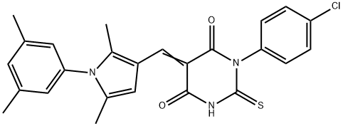 1-(4-chlorophenyl)-5-{[1-(3,5-dimethylphenyl)-2,5-dimethyl-1H-pyrrol-3-yl]methylene}-2-thioxodihydro-4,6(1H,5H)-pyrimidinedione Struktur