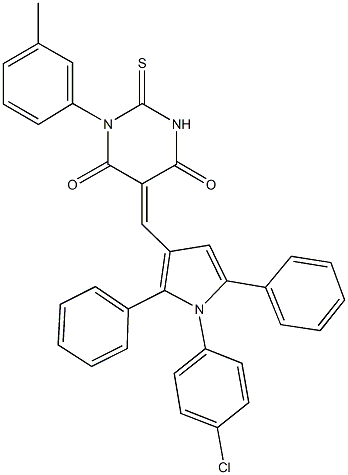 5-{[1-(4-chlorophenyl)-2,5-diphenyl-1H-pyrrol-3-yl]methylene}-1-(3-methylphenyl)-2-thioxodihydro-4,6(1H,5H)-pyrimidinedione Struktur