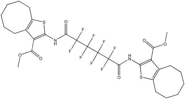 methyl 2-[(2,2,3,3,4,4,5,5-octafluoro-6-{[3-(methoxycarbonyl)-4,5,6,7,8,9-hexahydrocycloocta[b]thien-2-yl]amino}-6-oxohexanoyl)amino]-4,5,6,7,8,9-hexahydrocycloocta[b]thiophene-3-carboxylate Struktur