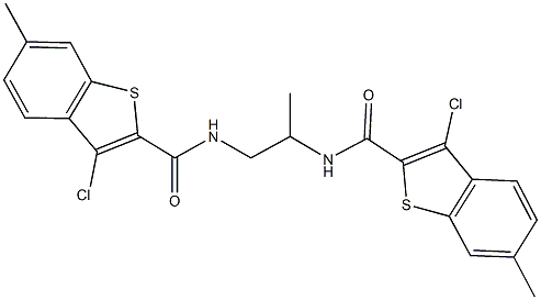 3-chloro-N-(2-{[(3-chloro-6-methyl-1-benzothien-2-yl)carbonyl]amino}-1-methylethyl)-6-methyl-1-benzothiophene-2-carboxamide Struktur