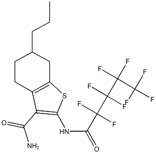 2-[(2,2,3,3,4,4,5,5,5-nonafluoropentanoyl)amino]-6-propyl-4,5,6,7-tetrahydro-1-benzothiophene-3-carboxamide Struktur