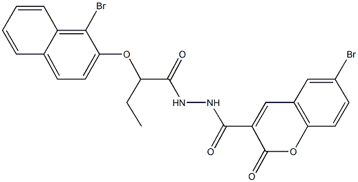 6-bromo-N'-{2-[(1-bromo-2-naphthyl)oxy]butanoyl}-2-oxo-2H-chromene-3-carbohydrazide Struktur